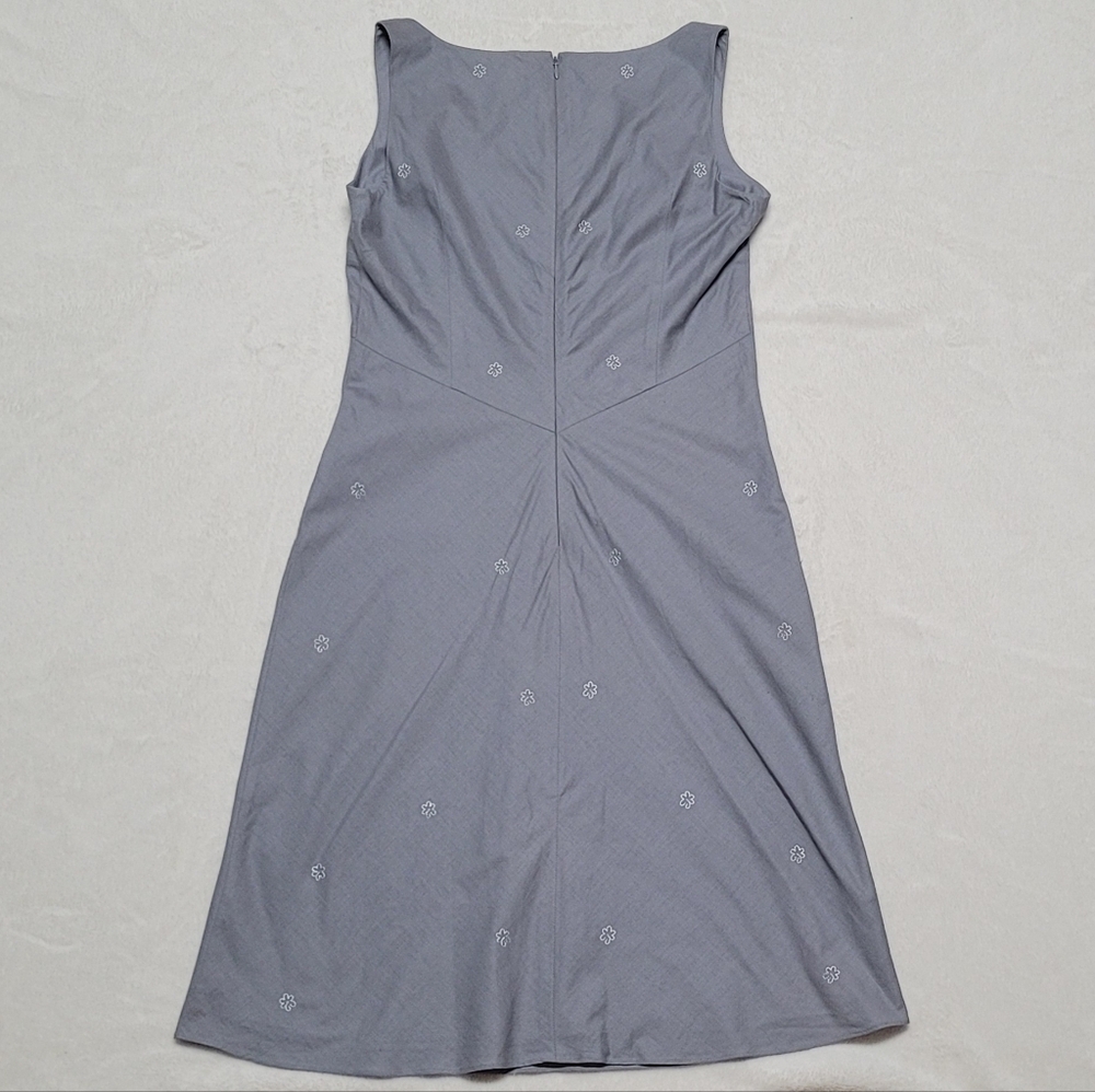 J. Crew Y2K Vintage Gray Cotton White Paisley Floral Sleeveless Mini Dress 6 - Picture 6 of 9